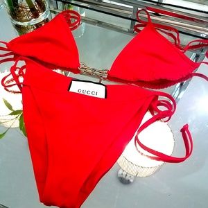 red gucci bathing suit